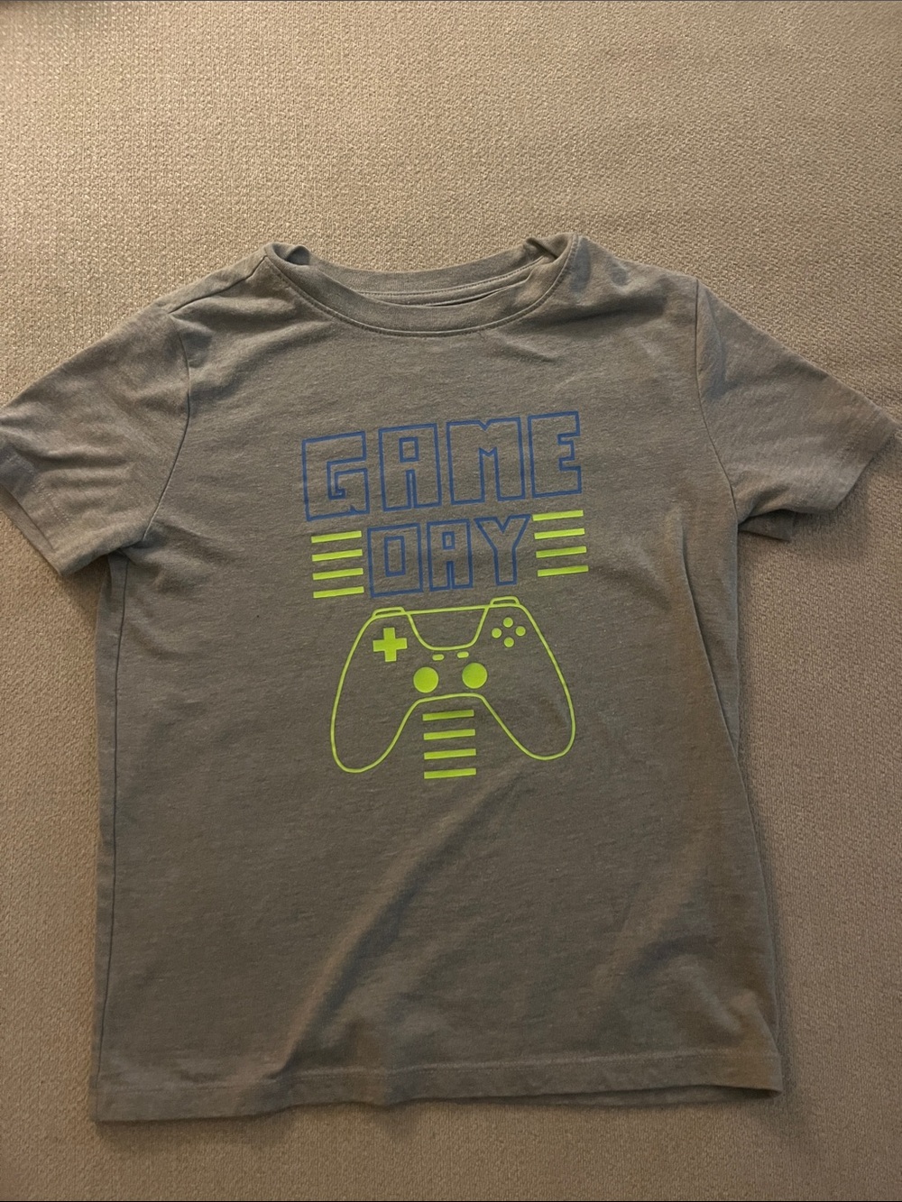 Cat & Jack Gray Tee with Blue and Neon Green Game Day Graphic